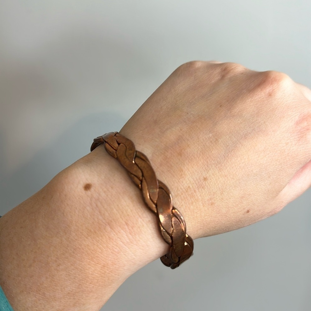 Vintage Copper Magnetic 4 Strand Braided Bracelet